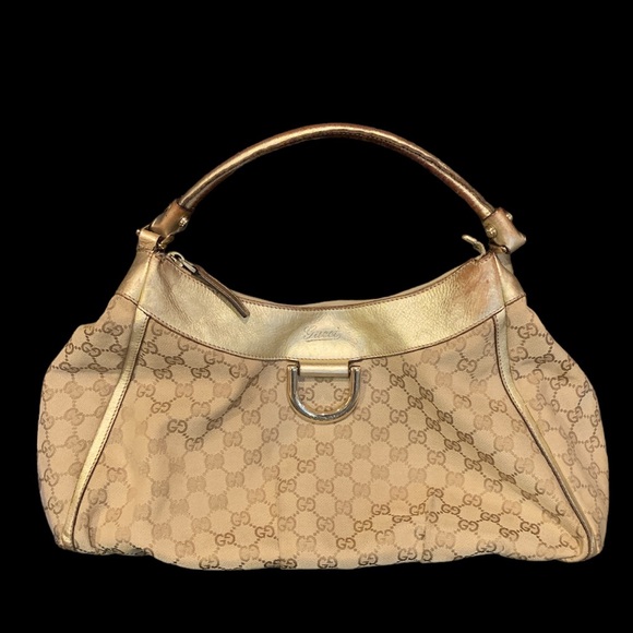 Gucci GG Canvas Abbey D-Ring Hobo Bag with Gold Trim, Authenticated with Cert - Picture 3 of 16
